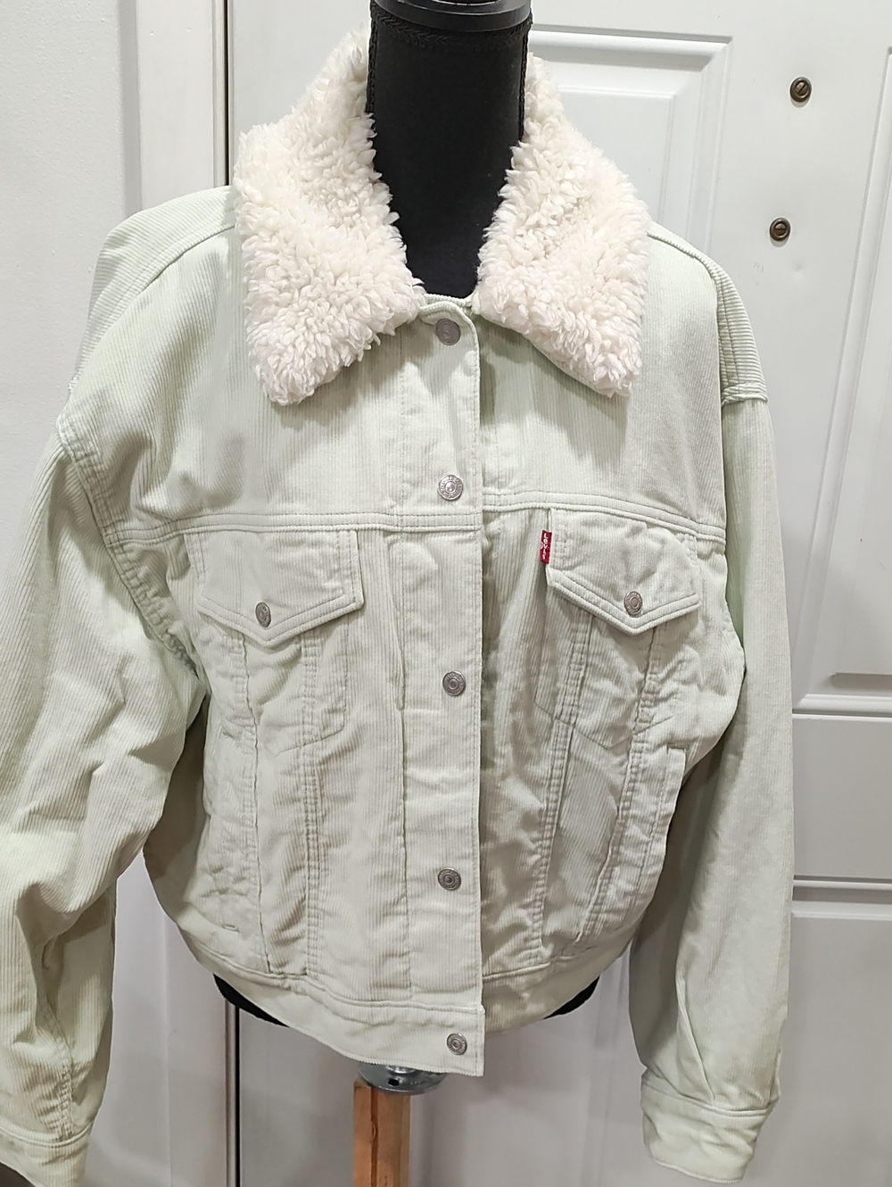 Levi's Light Mint Color Corduroy Jacket with Sherpa Collar